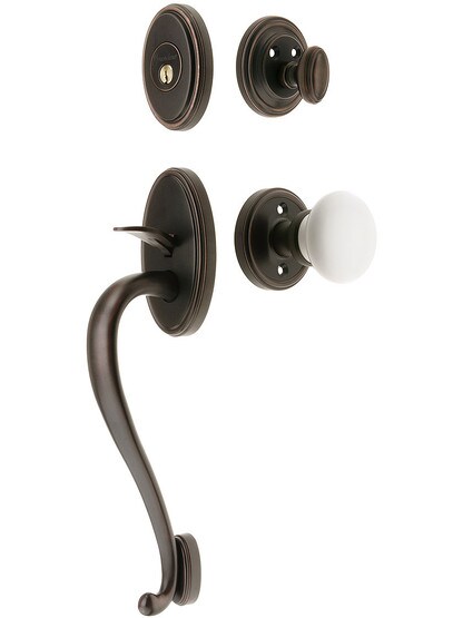 Georgetown Entry Handle Set in Oil-Rubbed Bronze Finish with Hyde Park Knob and